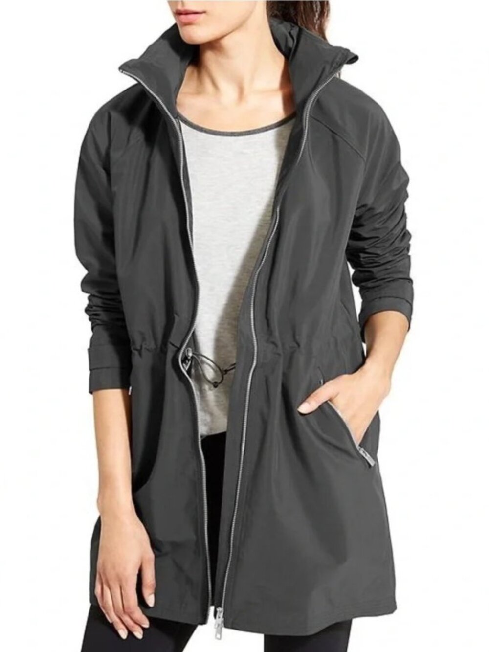 Athleta Misty Black Raincoat - Medium